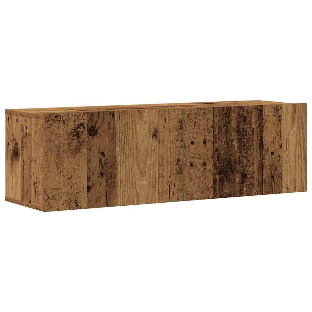 3-TLG. TV-Schrank-Set Wandmontage, Altholz-Optik Holzwerkstoff Lowboard, modernes Media Center für Wohnzimmer, stabiles TV Board mit viel Stauraum