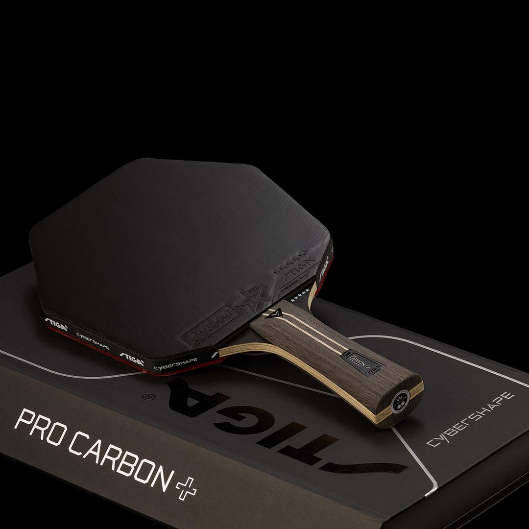 STIGA Pro Carbon+ Cybershape Tischtennisracket, 5-Sterne-Profi-Tischtennisschläger mit sechseckiger Form für Offensive Spieler