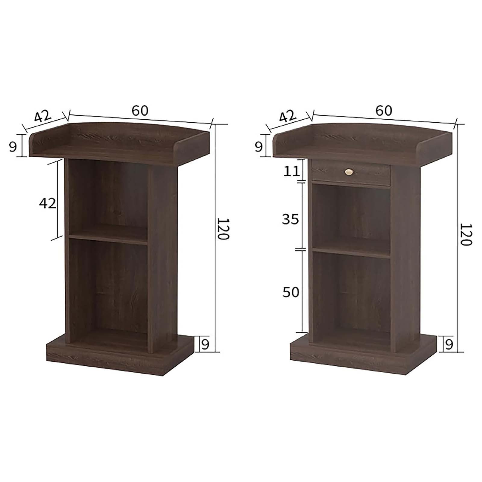 Atril de Madera para Iglesia, podio de pie con cajón para conferencias, auditorios, seminarios y escuelas. Walnut+Drawer