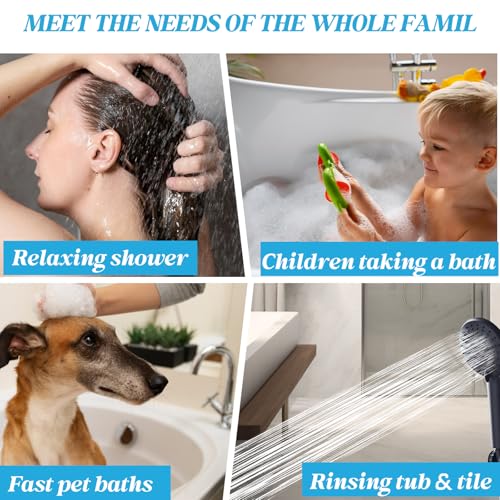 Hamckay Shower Head 8'' High Pressure Rainfall, Handheld Shower Combo with 11'' Extension Arm, 5 Spray, Anti-leak Luxury Premium Quality, Rainfall Shower Head with Handheld Spray Combo, Matte Black by Hamckay - Used condition - Image 5