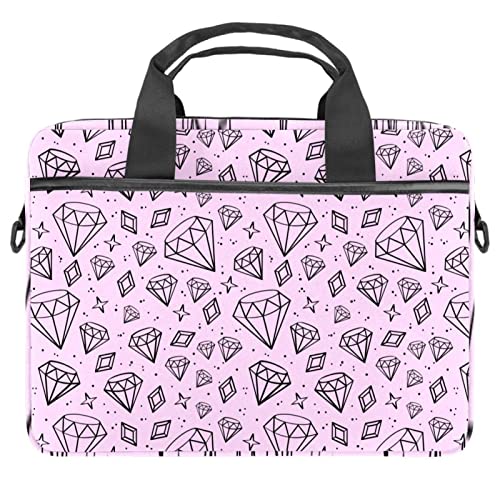 Sac à bandoulière ordinateur 13-14.5 pouces rose motif diamant chic
