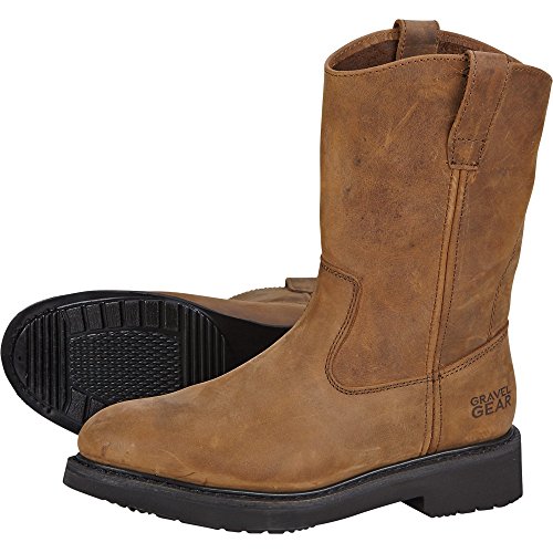 Gravel Gear Men's 10in. Steel Toe Wellington Boot - Crazy Horse Brown, Size 8 1/2 Wide