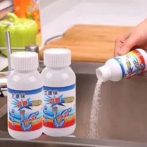 Wash basin Pipe cleaning powder Drain Cleaner & Clog, Automatic Toilet Blockage Cleaner - Drain Cleaner removes clogs, Blockages in Washbasin, Septic Tank, Sinks, Pipes (Pack Of 2 X 100 Gram)
