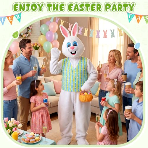 Shihanee Easter Bunny Mascot Costume Adult Easter Rabbit Costume Suit with Vest Headpiece Bunny Dress for Party Cosplay(XXL,Vest Bunny) by Shihanee - Used condition - Image 6