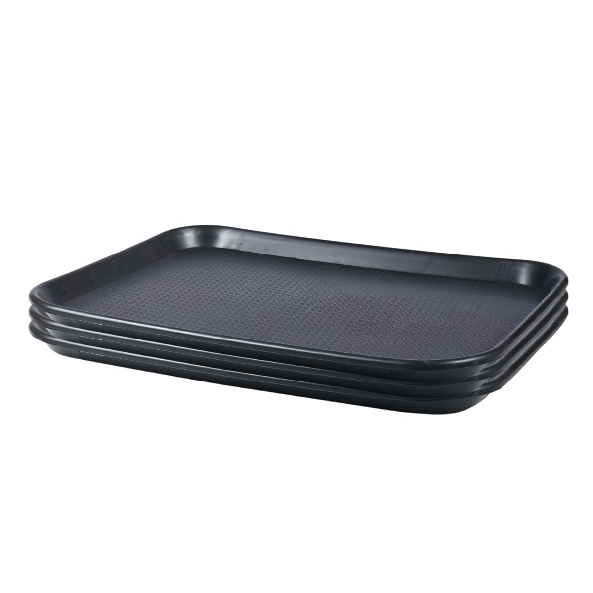 FP Plastic Serving Tray Set of 3, Black, 12x16, Multiuse for Home Kitchen, Restaurants, Cafeteria, Food Tray