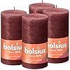 BOLSIUS – Rustik Kerze – Bordeauxrot – 13 cm – 4 Stück – Unparfümierte
