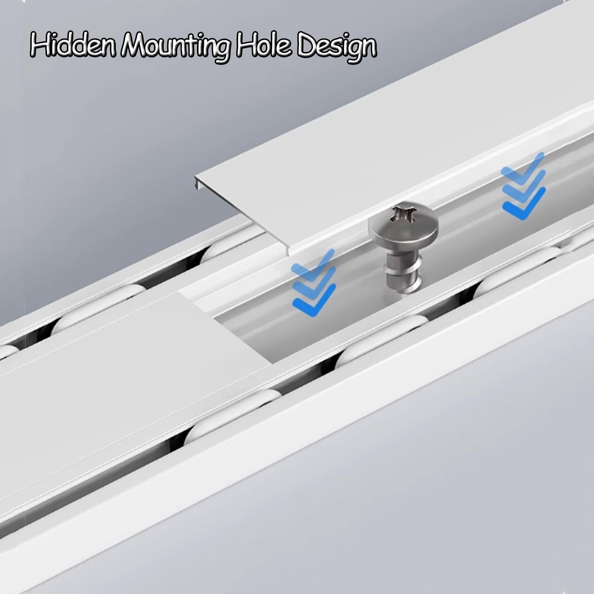 Podwójna szyna zaciskowa z kołami pasowymi aluminiowy pręt zaciskowy montowany na suficie do przesuwnych kurtów, cicha praca, 170 cm, biała, idealna do dekoracji domu i biura