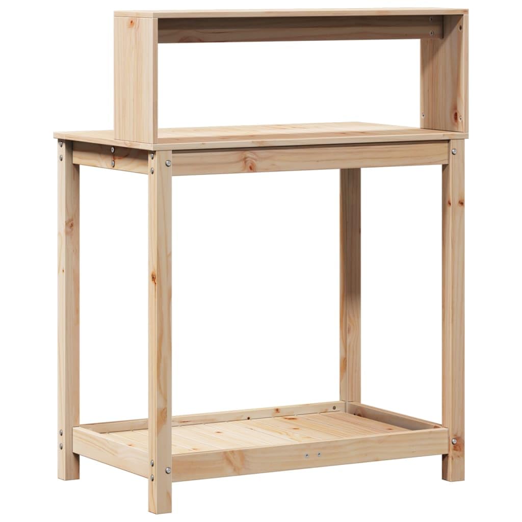 Stół do sadzenia roślin z litego drewna sosnowego, 82,5 x 50 x 109,5 cm z półkami, otwarty stół do roślin doniczkowych, narzędzi ogrodowych i nawozów, wytrzymała stacja na rośliny na taras, do