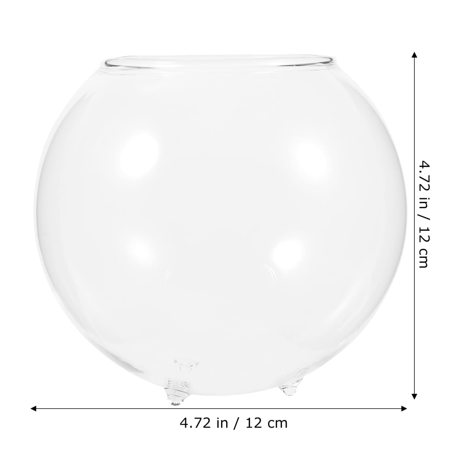 Happyyami Glass Vase Betta Fish Tank Fish Bowl Aquarium Plant Terrarium Bowl Vase Clear Glass Small Fish Tank Goldfish Tank Decoration for Garden Outdoor Indoor Home 12cm Glass Vase Betta Fish Tank - Image 4