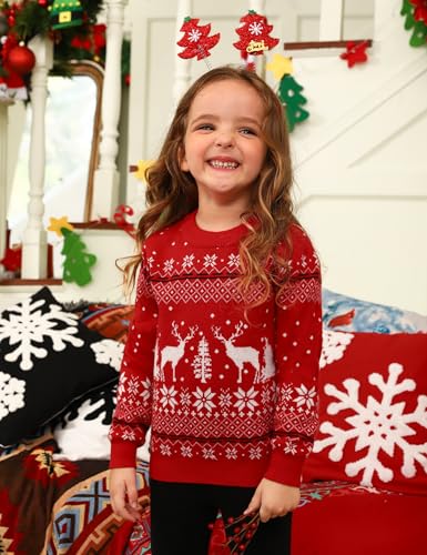 Aiboria Matching Family Ugly Christmas Reindeer Snowflakes Sweater Pullover for Women/Men/Boys/Girls3