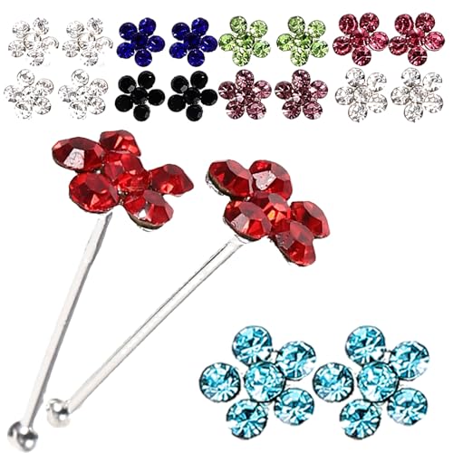 JOINPAYA 20Pcs Colorful Flower-Shaped Nose Studs Box Set Soft Rod Piercing Nose Rings Body Jewelry for Women Fashion