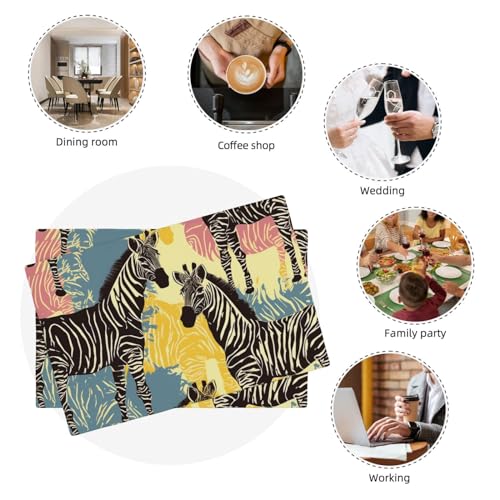 Set de table anti-tache lavable en lin synthétique cuisine lot de 6 - 6