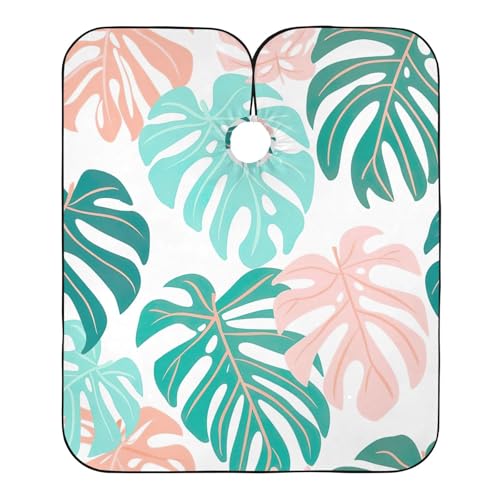 Takiito Trendy Monstera Leaves Barber Cape for Men, Waterproof Haircut Cape Hairdressing Cape Beard Apron Cape for Salon Home Use, 55x65 in