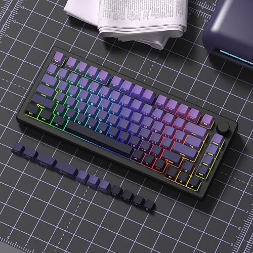 Image of dagaladoo Double Shot PBT keycaps Set,Shine Through keycaps 60% 75%,OEM Profile Keyboard keycaps,Gradient Purple,Side Printed keycap for Mechanical Gaming Keyboards(136key)