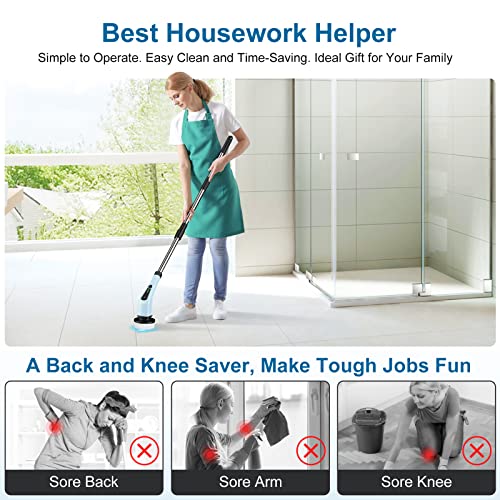 Electric Spin Scrubber, Electric Scrubber Brush Power Scrubber With Adjustable Handle And 7 Replaceable Brush Heads, Shower Scrubber For Cleaning Bathroom Kitchen Tub Tile Floor Wall #TOP2