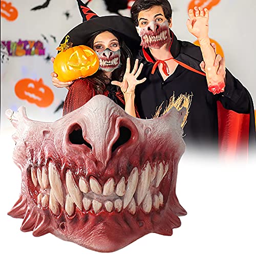 Halloween Horreur Masque Respirant Zombie Dents Moitié du Visage Élastique Mal Fantôme Horreur Masque avec La Moitié du Visage Conception pour Noël Pâques Halloween Cover