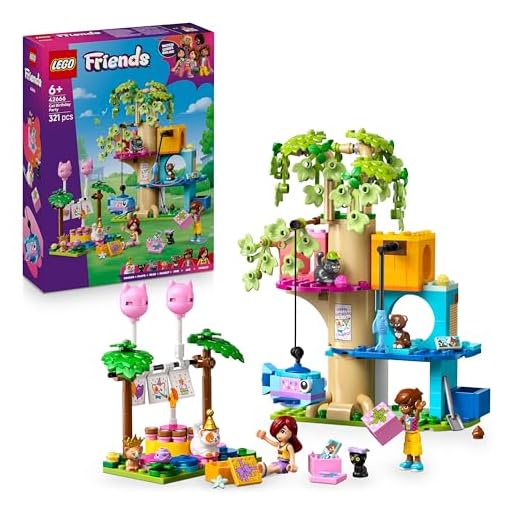 LEGO Friends Festa di Compleanno Felina e Casa sull’Albero Giocattolo - Include 2 Mini Bamboline e 5 Gatti, Tavolo Girevole, Pignatta e Accessori per Animali - Regalo per Bambine da 6 Anni - 42666