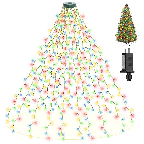Hiwup Christmas Tree String Lights With Ring 400 Led, 6.56Ft/2M X 16 Lines Easy To Install Christmas String Lights With 8 Modes, Christmas Decorations Outdoor Indoor For 6Ft - 8Ft Xmas Tree #TOP3