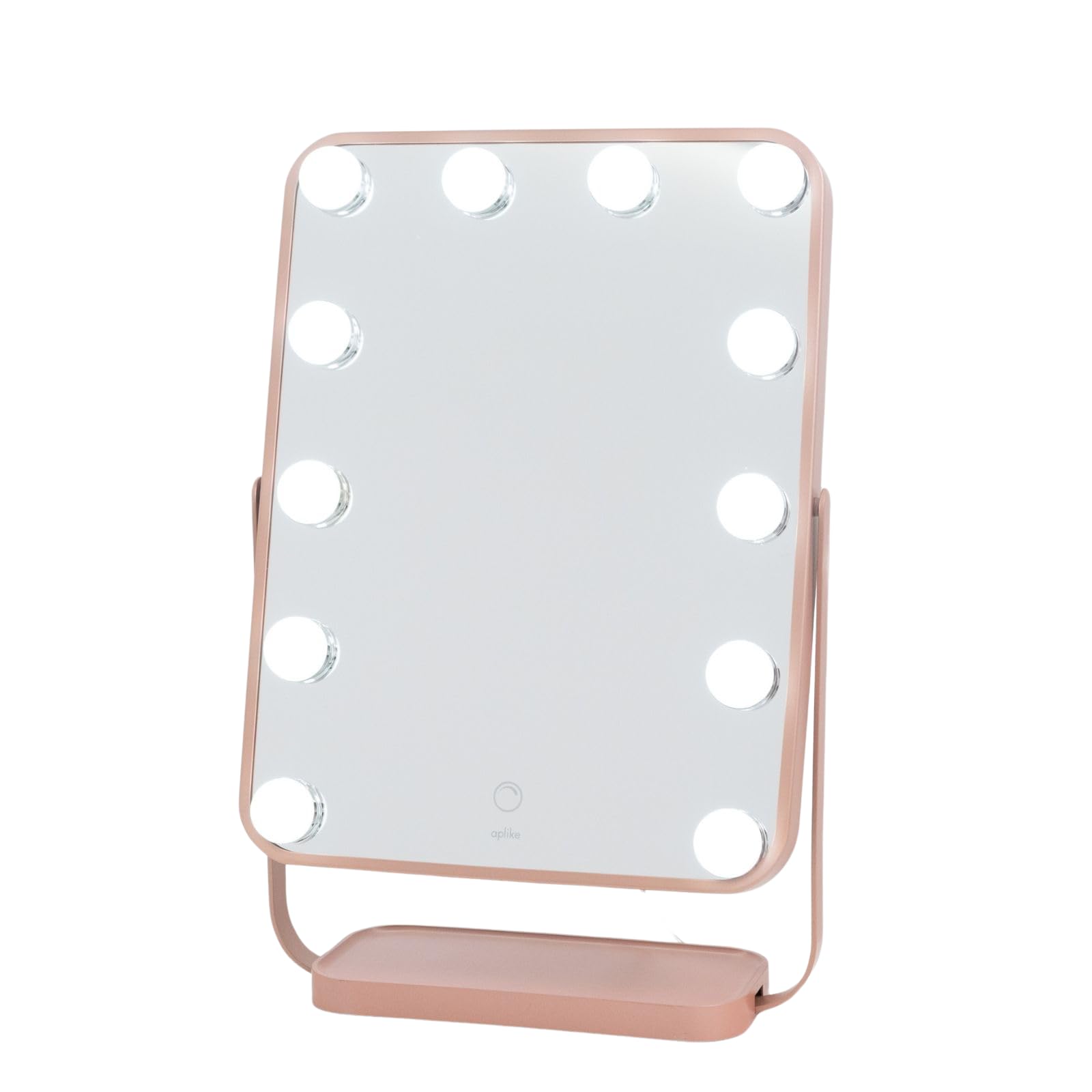 Aplike Makeup Mirror with Light, Hollywood Studio Vanity Mirror with Dimmable LED Light, Touch Control, 360 Degree Rotation, Low Consumption (Metallic Pink)