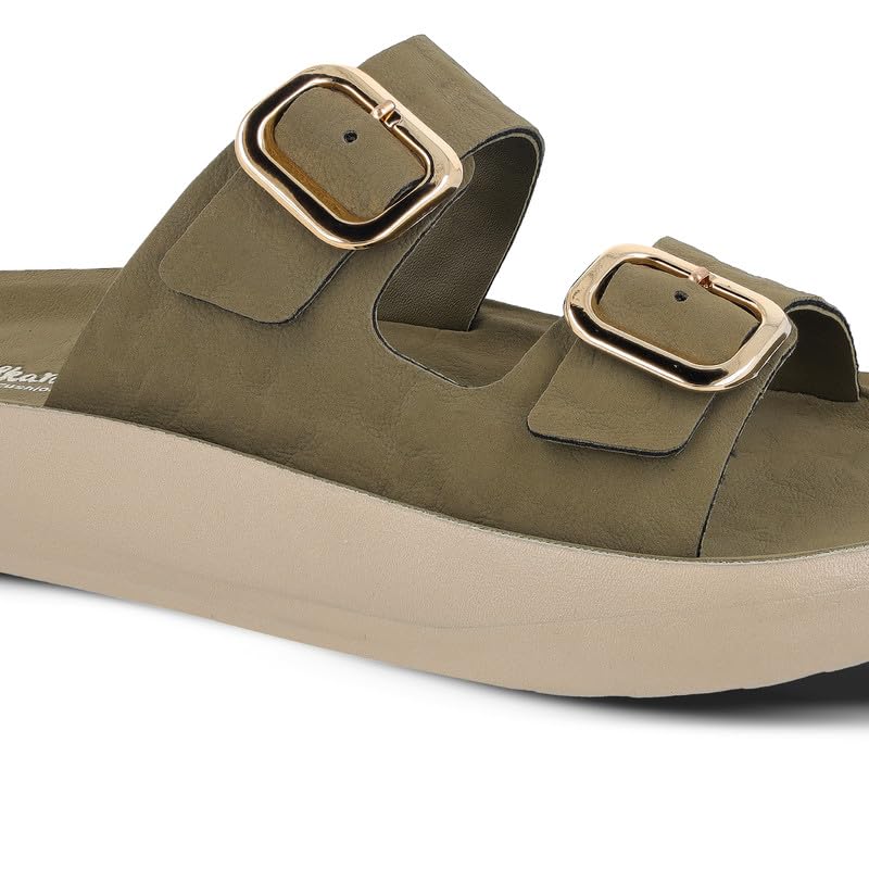 Image of WALKAROO Women's Comfort Flat Sandals|Soft Cushioned Footbed, Lightweight PU Platform Sole|CasualWear,Travel,Outdoor,office wear,Stylish,Trendy Sandals|WLP74038