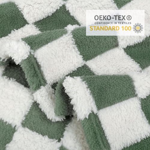 Image of HOMRITAR Forset Green Checkered Baby Blanket for Boys Girls Fluffy Fleece | Soft Plush Warmer Bed Throw Blanket for Infant Toddler Shower Gift Nursery Crib Stroller All Season 30 x 40 Inch