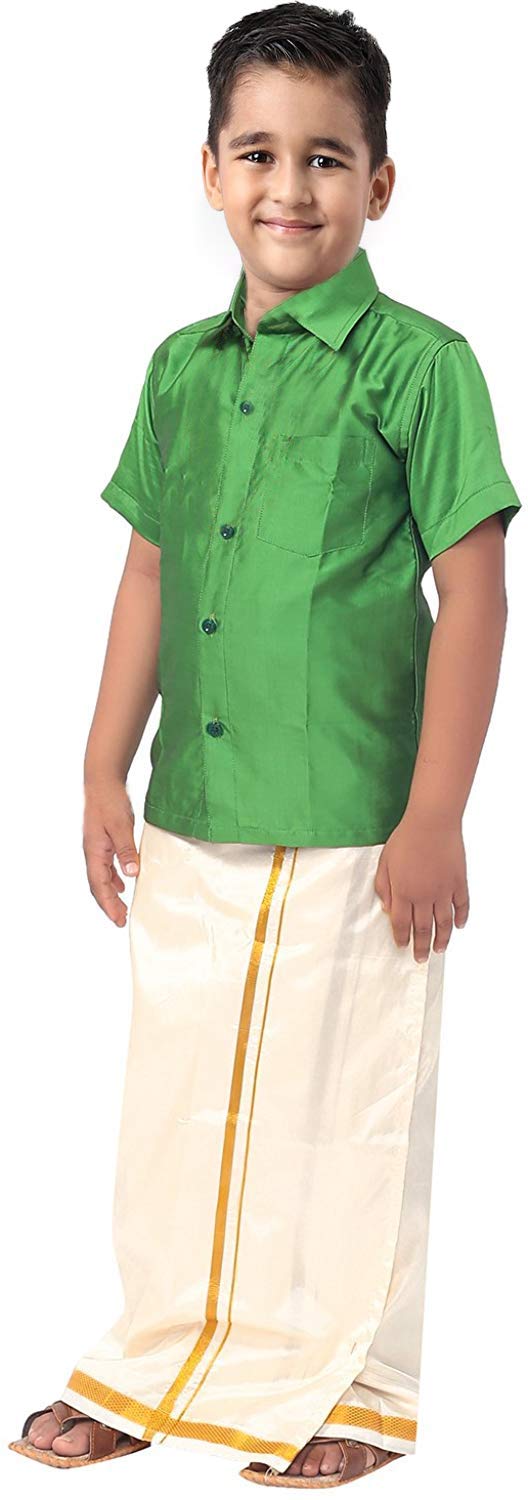 SJS King Boy's Shirt/Genxt Dhoti Regular Fit (Dark Parrot Green, 3-6 Months) - Image 2 thumbnail