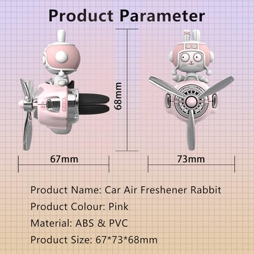 Image of Rabbit Car Air Fresheners Pilot Car Diffuser | Cute Car Perfume, Funny Car Fragrance, Rotating Propeller Design, Silicone Clip, Easy Installation, Long-Lasting Fragrance