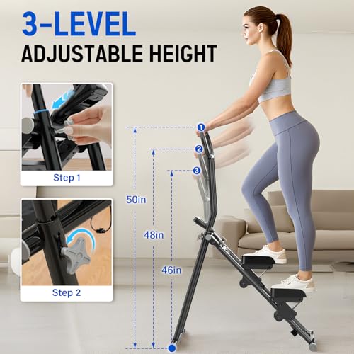 Image of Stair Stepper for Exercise at Home, Foldable Compact Space Cardio Vertical Climbing Stairs Machine, Stair Master with Adjustable Height Handle, Anti-Slip Pedal