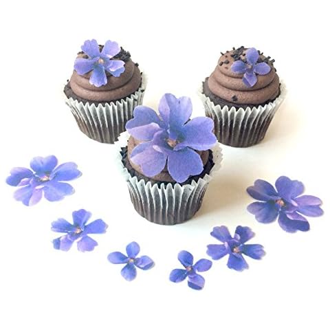 Assorted Purple Wafer Paper Flowers in 3 Different Shapes and Sizes ranging from 1 Inch to 2 inch for Decorating Desserts Pack of 26 Cover