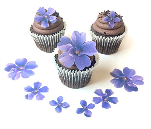 Assorted Purple Wafer Paper Flowers in 3 Different Shapes and Sizes ranging from 1 Inch to 2 inch for Decorating Desserts Pack of 26