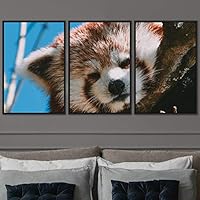 3 Piece Framed Canvas Wall Art Firefox Rustic Urban Canvas Prints Home Artwork Decoration for Living Room,Bedroom - 16