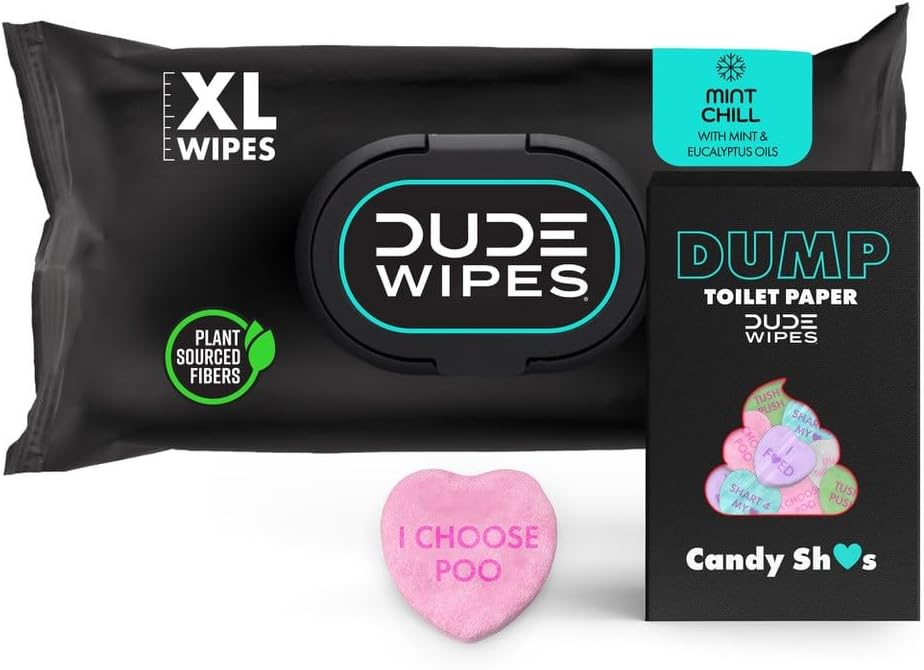 Miniatura 2 de DUDE Wipes Conversation Hearts - Paquete de dulces de regalo para él con 1 paquete de 48 toallitas desechables Mint Chill - Regalo del día de San