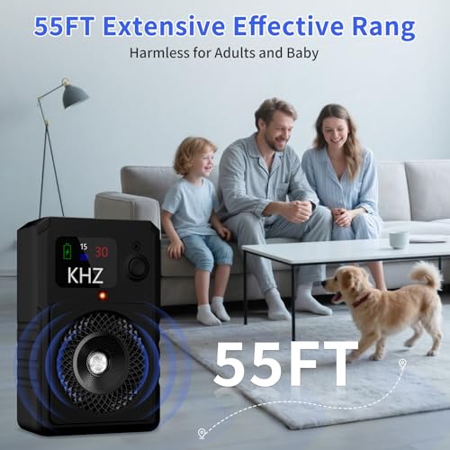 Antibell Ultraschall Gerät, 3 Modi Anti Bell Gerät Hunde, 55 Fuß, IPX5 wiederaufladbares Stopp Hundebell Gerät mit Farbdisplay, für den Innen-und Außenbereich geeignet–wirksam für Hunde aller Größen.
