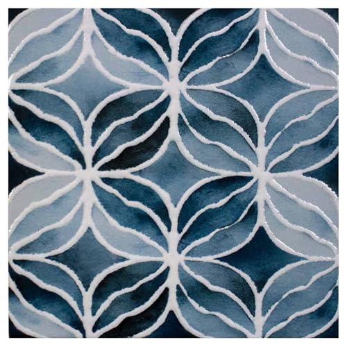 Ocean Wave 6x6 Porcelain Tile Glossy Blue Decorative Patterned Floor