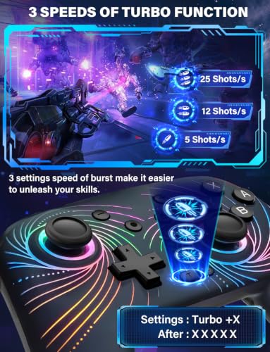 Image of ZRZLMVP Switch Controllers Wireless for Nintendo Switch /OLED /Lite /Switch 2, 1000mAh Rechargeable Pro Controller with 9 Colors LED Light, Switch Remote Control Gamepad with Turbo, Vibration,6 Axis Gyro