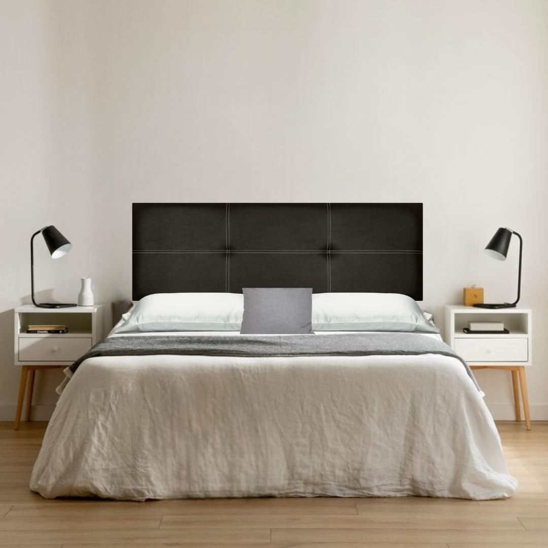 Cabecero de Cama Modelo Paris, en Doble Costura y tapizado en Polipiel Ahazar. Altura 50cm. Pro Elite. Color Chocolate. para Cama de 150 (Medidas 160x50x5) Pro Elite.