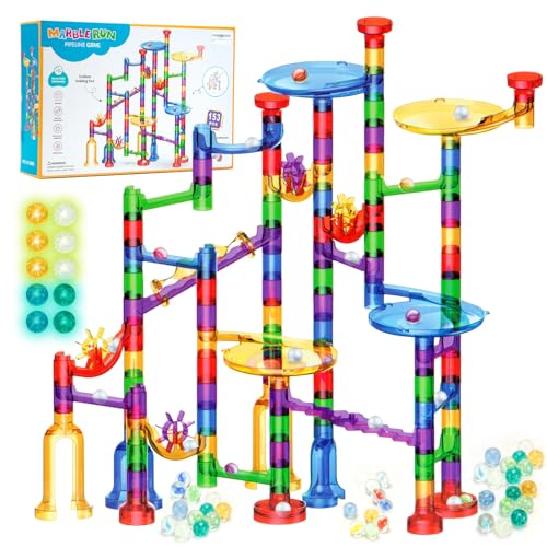 Marble Run Toy with Glow Marbles for Kids
