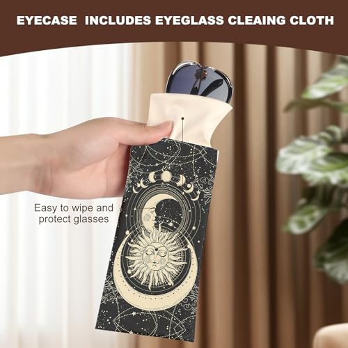 Image of Anikathy 2Pcs Sunglass Eyeglass Glasses Case Soft PU Leather with Cleaning Cloth Portable Glasses Pouch Bag for Men Women