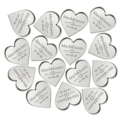 Wedding Decorations 100 Pcs Personalised Wedding Favours Gifts Mr & Mrs Wedding Heart Favours Wedding Decoration Mini Tokens Gifts Wedding Anniversary Favours Cover