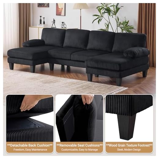 VINGLI 110" U-Shaped Sectional Sofa
