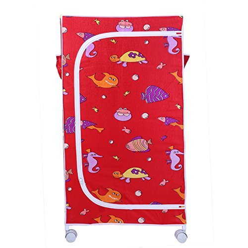 Image of Little One's Alloy Steel | 5 Shelves Baby Foldable Wardrobe | Aquatic Red (Made In India)
