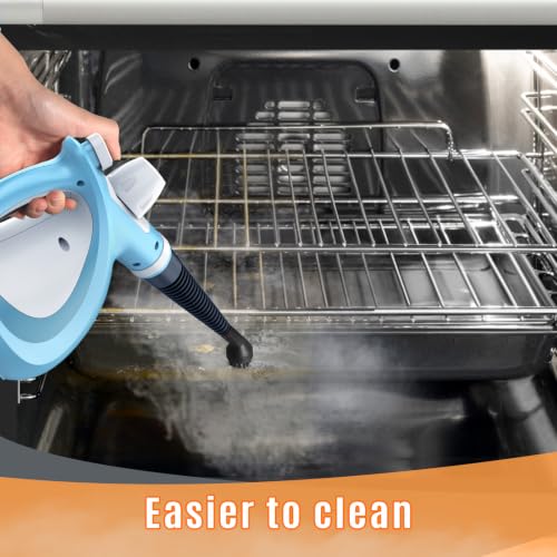 Image of Phueut Pressurized Handheld Multi-Surface Natural Steam Cleaner with 12 pcs Accessories, Multi-Purpose Steamer for Home Use, Steamer for Cleaning Floor, Upholstery, Grout and Car (Blue)