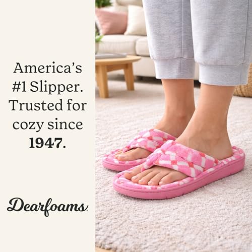 Image of Dearfoams Women's Melanie Colorblocked Microfiber Terry Thong Slipper
