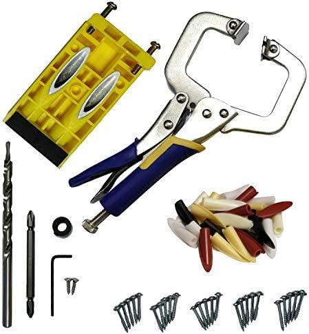 Areally Pocket Hole Jig Kit System, Drill Bit Set with Face Clamp, Pocket Hole Screws and Plugs, for Woodworking Home Carpentry Projects