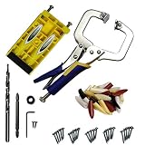 Areally Pocket Hole Jig Kit System, Drill Bit Set with Face Clamp, Pocket Hole Screws and Plugs, for