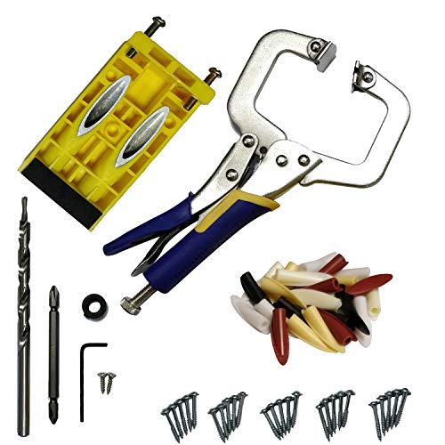 Areally Pocket Hole Jig Kit System, Drill Bit Set With Face Clamp, Pocket Hole Screws And Plugs, For Woodworking Home Carpentry Projects #TOP2