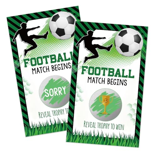 Haizct 50Pcs Football Match Begins Scratch off Game, Funny Soccer Scratch Cards for Sport Party Baby Shower, Lottery Prize Raffle Ticket Group Game for Soccer Lovers, Football Birthday Party Supplies