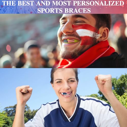 image for Yungyan 10 Pcs Mouth Guard for Sports Independence Day Printed Footbal