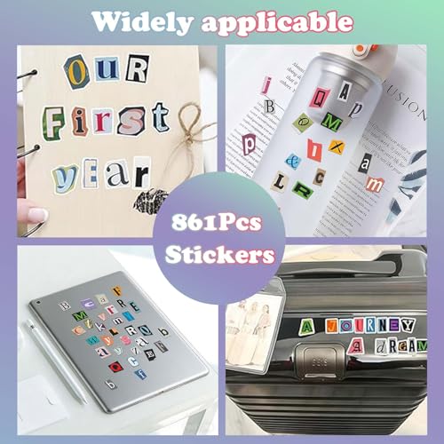 16 Feuilles Autocollants Lettres Magazine Vintage Scrapbooking Stickers – vue 5