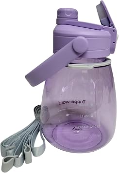 Tupperware Exclusiv Clear to Go EcoEasy Water Bottle, 1.1 Litres, Lilac, Flip-Top Closure with Time Marking & Carry Handle, Reusable Water Bottle, BPA-Free, Sports, Office & Everyday Use